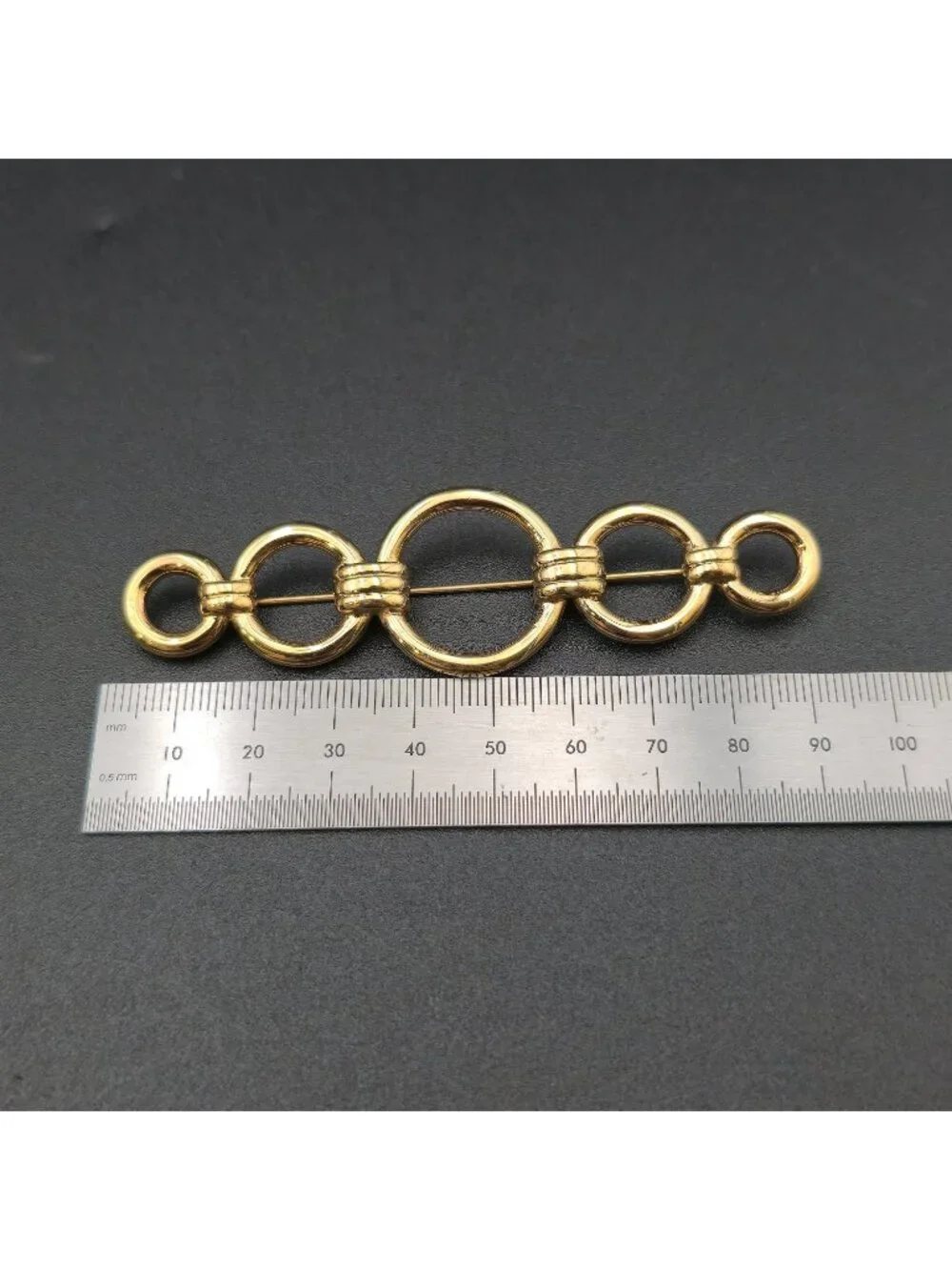 Vintage Signed Monet Mid Century Modernist Interlocking Five Ring Brooch B1588
